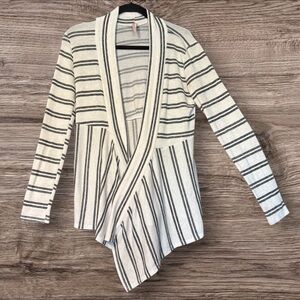 Y2K Striped Asymmetrical Waterfall Cardigan Sweater